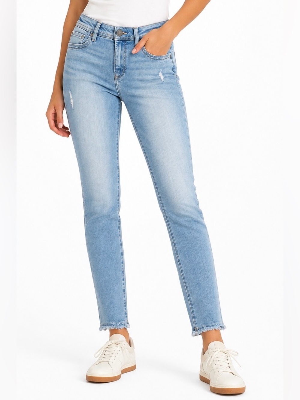 Democracy Ab Technology Light Wash Distressed Crop Jeans Size 8